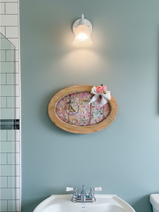 Hand Crafted Other - Handcrafted Decoupage Floral Bird Oval Wall Decor